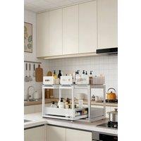 JANLEMNY Extendable Storage, Adjustable 2 Tire Under Sinks Organisers, White | Size: Medium