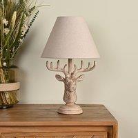 Hestia Wood Effect Stags Head Table Lamp in Brown