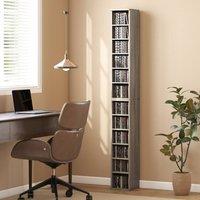 HOMCOM Set of 2 CD Storage Units DVD Shelf with Adjustable Shelves in Dark Grey