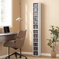 HOMCOM Set of 2 CD Storage Units DVD Shelf with Adjustable Shelves, White