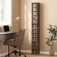 HOMCOM Set of 2 CD Storage Units DVD Shelf with Adjustable Shelves in Brown