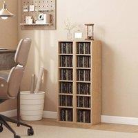 HOMCOM Set of 2 CD Storage Units with Adjustable Shelves in Natural