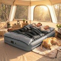OUTSUNNY Double Sleeping Bag with 2 Pillows, Sleeping Bag in Grey