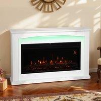 HOMCOM 1000W/2000W Inset Electric Mantel & Fire Reach up to 30 m, White