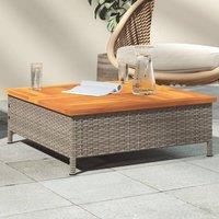 Berkfield Home Garden Table Grey 70x70x25 cm Rattan & Acacia Wood | Size: 70 x 70 x 25 cm