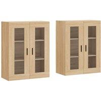 Berkfield Home Wall Mounted Cabinets 2 pcs Sonoma Oak Engineered Wood in Light Brown