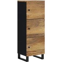 Berkfield Home Highboard with 3 Doors 40x33x110 cm Solid Wood Mango&Iron in Brown | Size: 40 x 33 x 110 cm