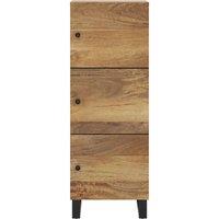 Berkfield Home Highboard with 3 Doors 40x33x110 cm Solid Wood Mango&Iron in Brown | Size: 40 x 33 x 110 cm