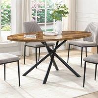 Mona Vale Furniture 170cm Oval Dining Table 6 Seater with Black Metal X-Legs in Brown