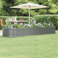 Berkfield Home Garden Raised Bed Powder-coated Steel 296x80x36 cm Grey | Size: 296 x 80 x 36 cm