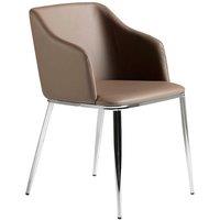 Angel Cerda Brown Leatherette Dining Chair with Armrests and