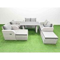 Fimous 8 Pieces Patio Garden Furniture Sets with Cushions Side Table in Light Grey