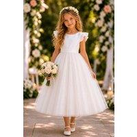 Lilly + Bo Girl's Helena in Ivory White Luxurious Ceremonial Dress | Size: 5-6 Years