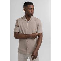 Steel & Jelly Men's Jersey Short Sleeve Shirt With Waffle Texture in Stone | Size: Medium