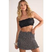 NastyGal Women's Premium Gingham Shirred Mini Skirt Co-ord in Mono | Size: Small