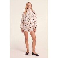 NastyGal Women's Polka Dot Co-ord Hot Pants in Stone | Size: 12