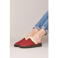 Moshulu Women's 'Adele 2' Classic Leather Mule Slippers in Red | Size: 7