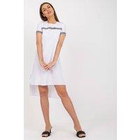 Love Lace Women's Summer Dress Short Sleeve Patch Hem in White | Size: 44
