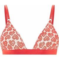 Nicce Women's Adjustable Straps White/Red AOP Heart Triangle Bralette in White | Size: Large
