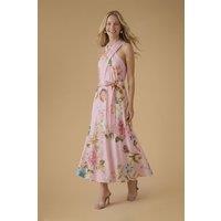 Oasis Women's Halter Cross Neck Printed Viscose Midaxi Dress | Size: 10