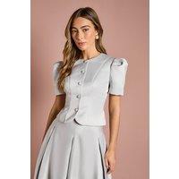 Coast Women's Short Sleeve Button Through Fitted Jacket in Silver | Size: 8