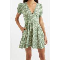 Louche Women's Merle Periwinkle V-Neck Mini Dress in Green | Size: 8