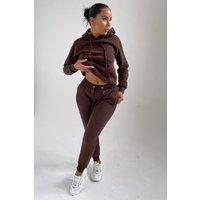 Femme Luxe Women's Hoodie & Joggers Loungewear Set in Brown | Size: 6