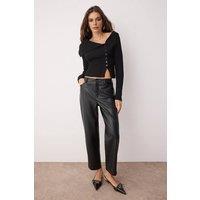WOVCOR Women's Mercerized Look Premium Yarn Fitted Knit Cardigan in Black | Size: Medium