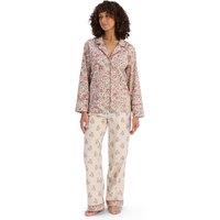 CHRISTY Women's 'Newstead' Floral Cotton Sateen Super Soft Pyjama Set in Cream | Size: Large