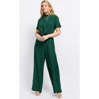 Little Mistress Women's Green Drape Detail Jumpsuit in Bottle Green | Size: 8