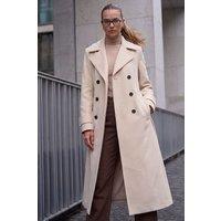 Roman Women's Textured Premium Belted Smart Coat in Cream | Size: 10