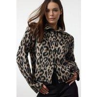WOVCOR Women's Leopard Print Knit Cardigan With Button Detail | Size: Medium