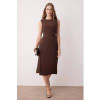 WOVCOR Women's Knot Detail Sleeveless Midi Dress in Brown | Size: 12