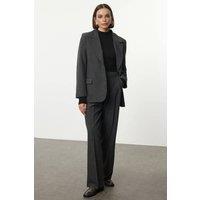 WOVCOR Women's Lined Woven Blazer Jacket in Dark Grey | Size: 14