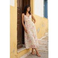 WOVCOR Women's Soft Floral Lace Detail Strappy Maxi Dress | Size: 10