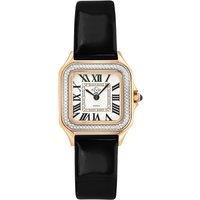 GV2 Women's Milan Silver Dial Black Leather 12111 Swiss Quartz Watch