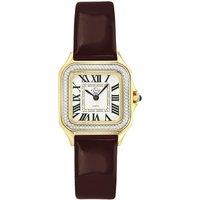 GV2 Women's Milan Silver Dial Burgundy strap Swiss Quartz Watch in Brown
