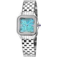 GV2 Women's Milan Swiss Quartz 27.5 MM Turquoise Dial Steel Sapphire Crystal Watch in Silver