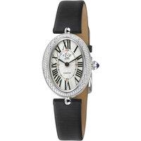 GV2 Women's Piazza Navona Women Silver White Dial Swiss Quartz Black Leather Watch