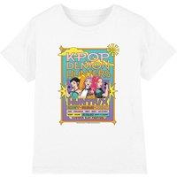 KPop Demon Hunters Summer Festival Poster Kids T-Shirt, White | Size: 5-6 Years