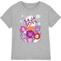 KPop Demon Hunters Sajas Soda Pop Mascots Kids T-Shirt, Athletic Heath in Grey | Size: 7-8 Years