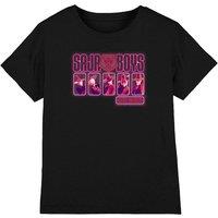 KPop Demon Hunters Sajas Glowing Lights Group Kids T-Shirt, Black | Size: 9-11 Years