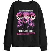 KPop Demon Hunters Sajas Your Idol Tour Kids Sweatshirt, Black | Size: 12-13 Years