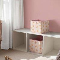 OHS 2 x Kids Printed Storage Box Folding Cube Toy Organiser in Pink