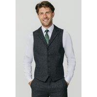 Dobell Men's Grey Notch Lapel Donegal Tweed Waistcoat | Size: 2XL