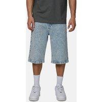 Good For Nothing Men's Baggy Jacquard Washed Denim Shorts in Blue | Size: 30
