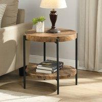 Mona Vale Furniture Rustic Industrial Round Side Table in Brown