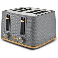 Tower 4 Slice Toaster, Empire Range 7 Settings, 1600W, T20061GRY Grey & Brass