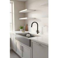 JANLEMNY Dual Lever Kitchen Faucet, Matte Black Monobloc Mixer Tap | Size: 1000mm x 400mm