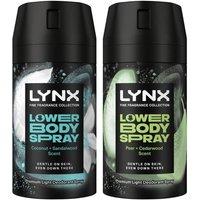 Lynx Men's Lower Body Spray Duo Coconut Sandalwood & Pear Cedarwood in Black